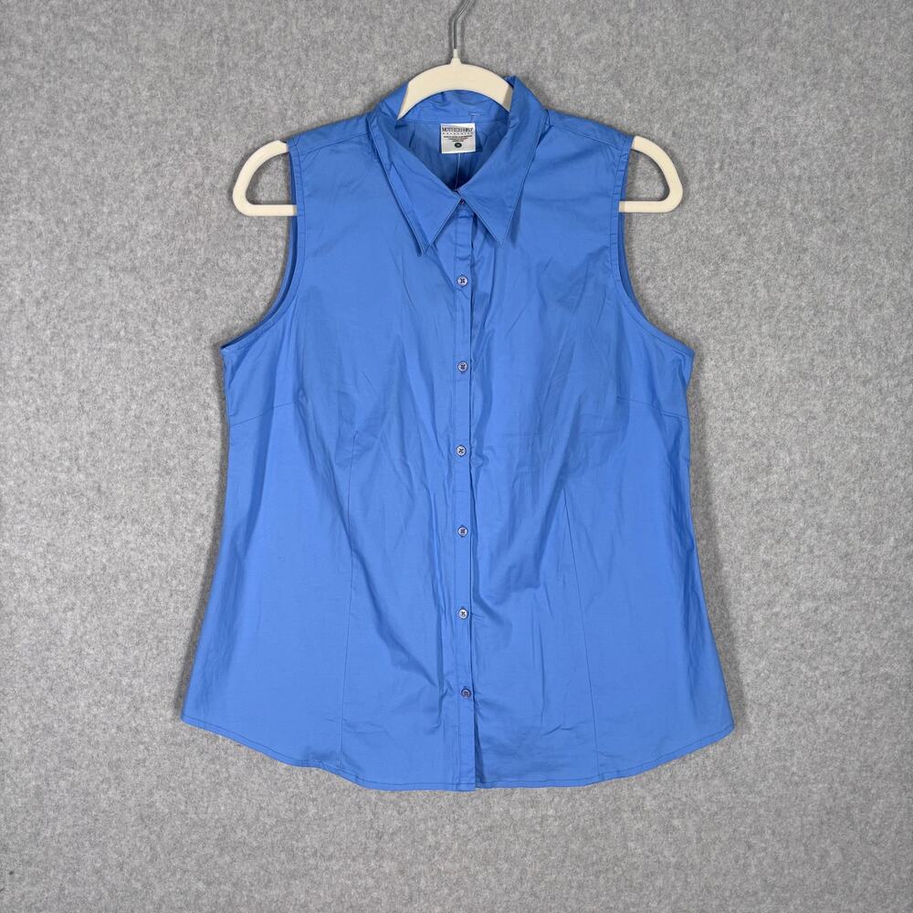 Motherhood Maternity Blouse Medium Shirt Button Stretch Cotton Career Church
